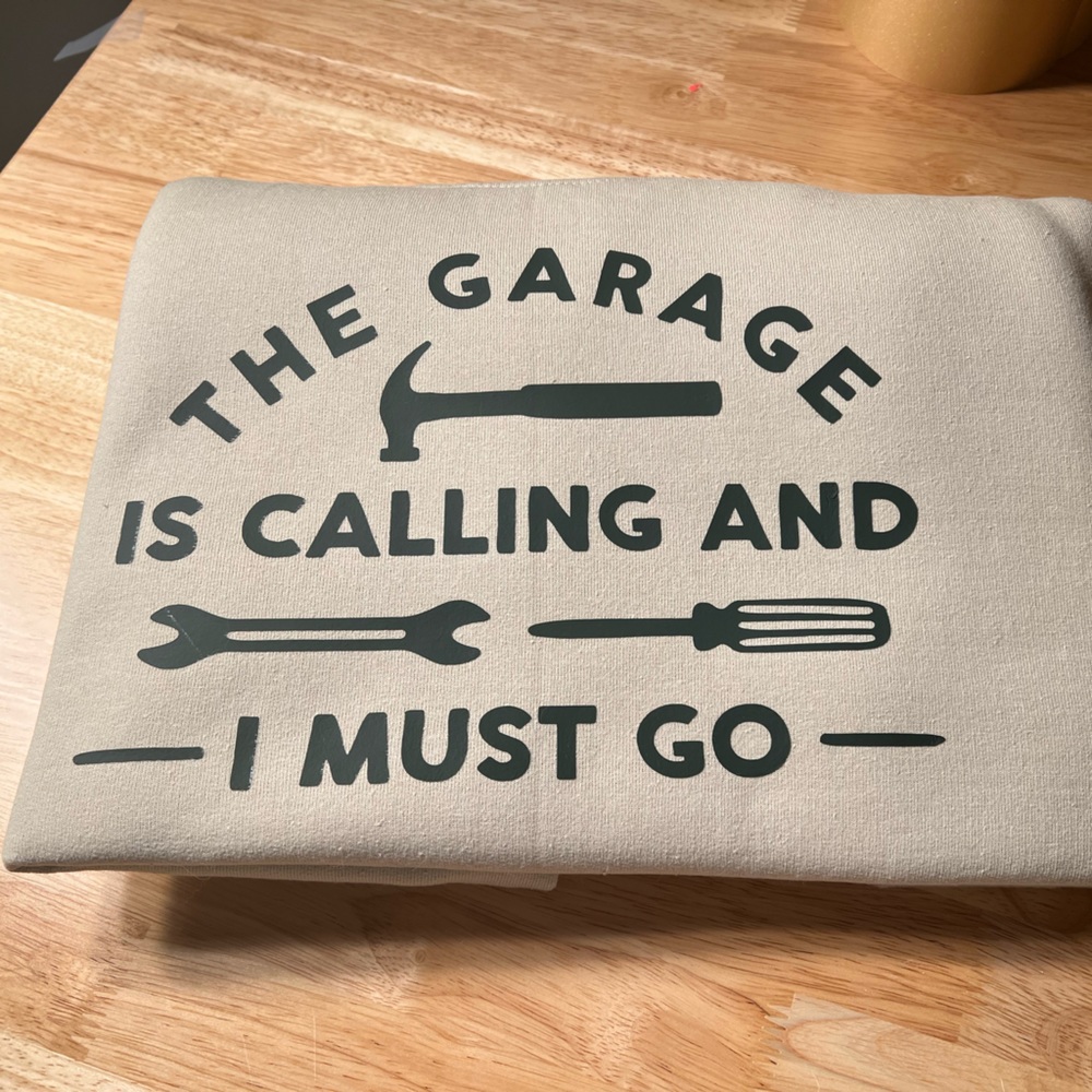 The garage is calling crew neck sweatshirt
